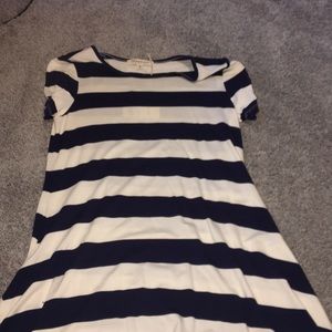 blue and white striped T-shirt dress